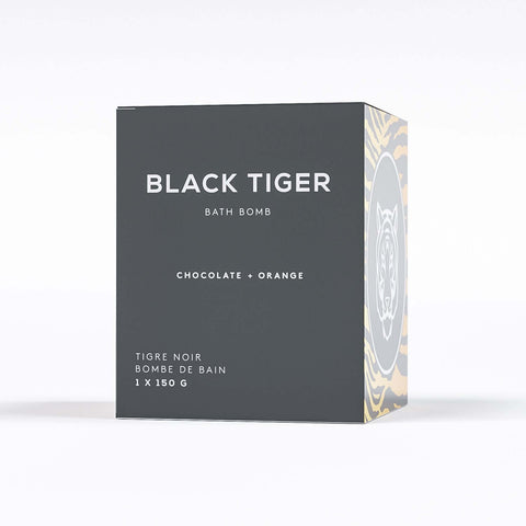 chocolate orange bath bomb in black box by bare skin bar
