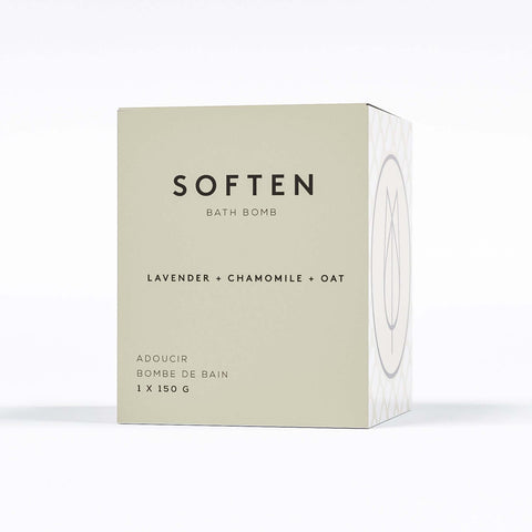 lavender chamomile bath bomb in square box by bare skin bar
