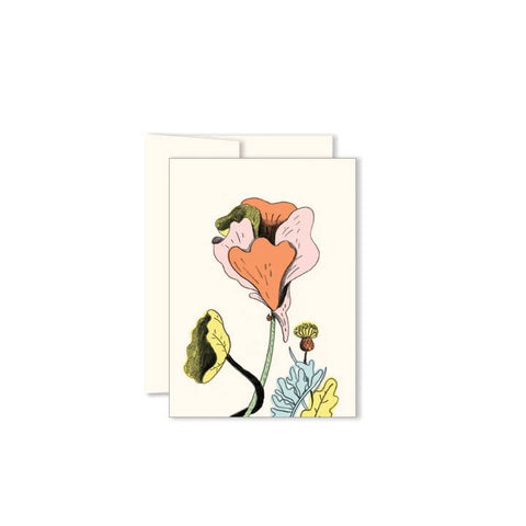 Greeting card with floral design on a white background