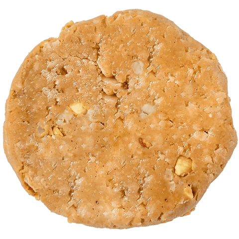 Round cookie with a textured surface on a white background