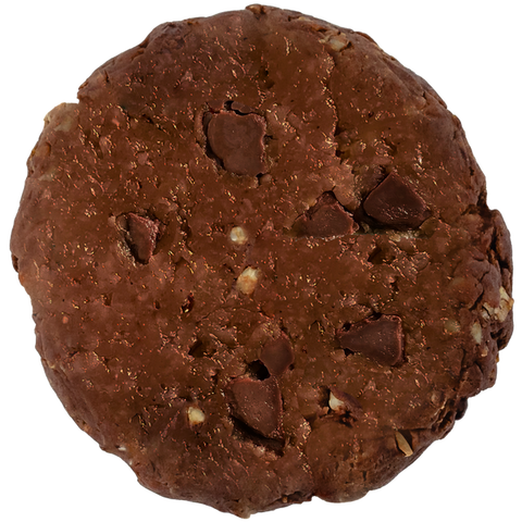 Chocolate cookie with chocolate chips on a white background
