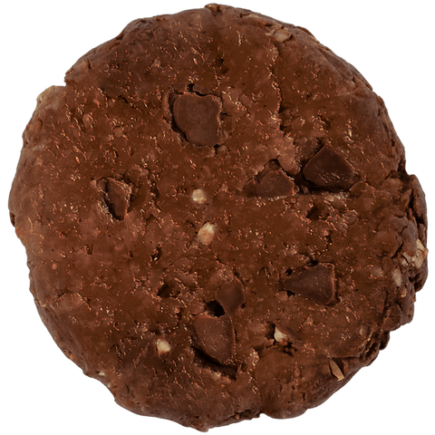 Chocolate cookie with chocolate chips on a white background