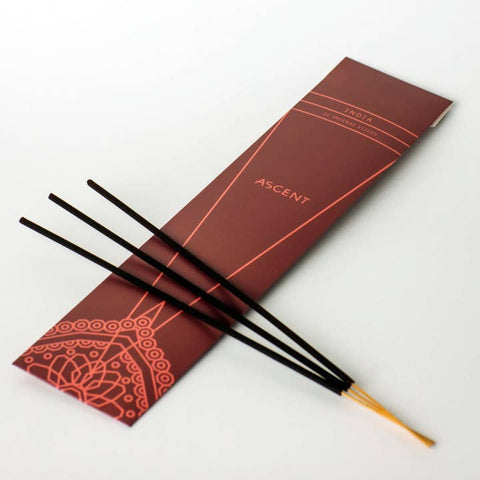 Set of incense sticks with a red packaging box on a white background