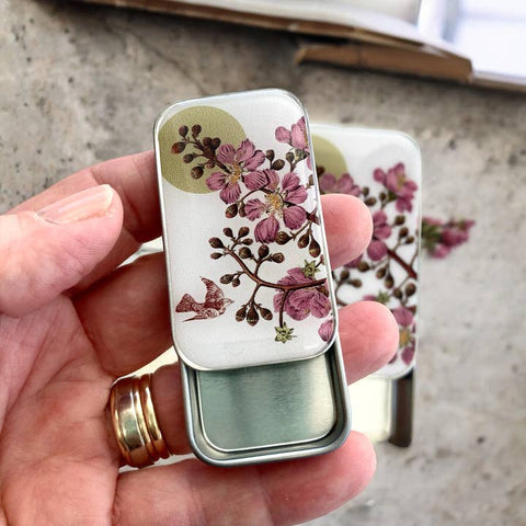Cherry Blossom & Swallow Notions Tin