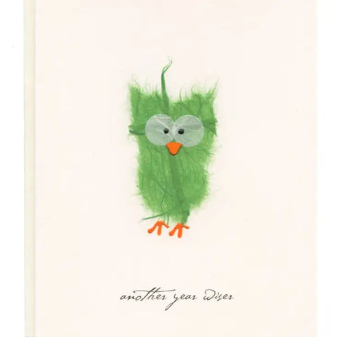 Another Year Wiser Birthday Card handmade card with green bird
