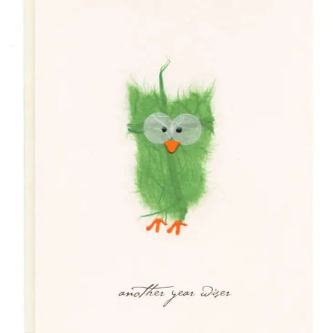 Another Year Wiser Birthday Card handmade card with green bird