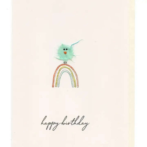 Happy Birthday Bird On Rainbow Card