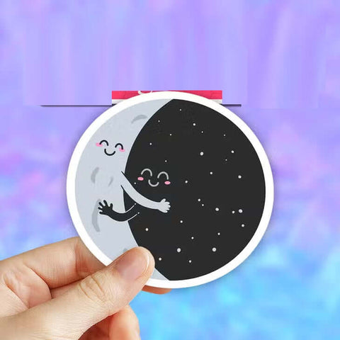 Hugging Moon Sticker