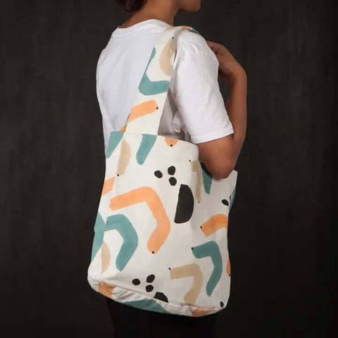 Echo Block Printed Cotton Tote Bag