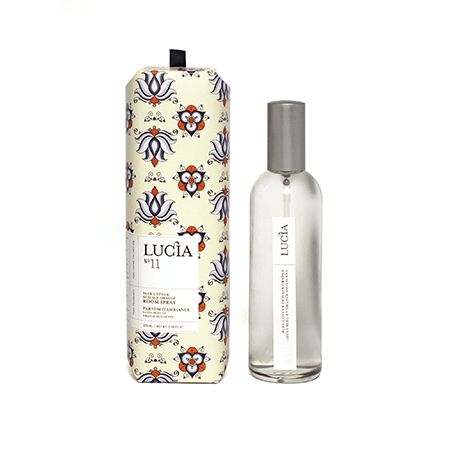 Lucia No. 11 Room Spray – Blue Lotus & Sicilian Orange, Canadian-made home fragrance in luxury bottle