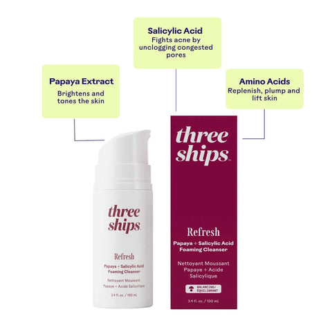 Three Ships Beauty - Refresh Papaya + Salicylic Acid Cleanser benefits