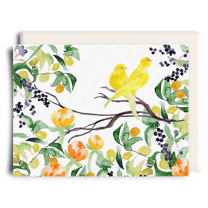 Inkwell Cards - Summer Birds, Yellow Canary Greeting Card