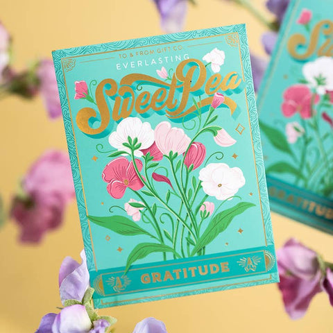 Sweet pea seeds Canada gratitude floriography seed packet