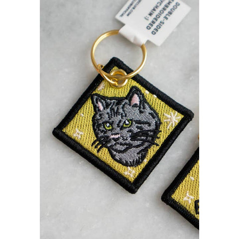 Shut Up Everyone Cat Embroidered Keychain
