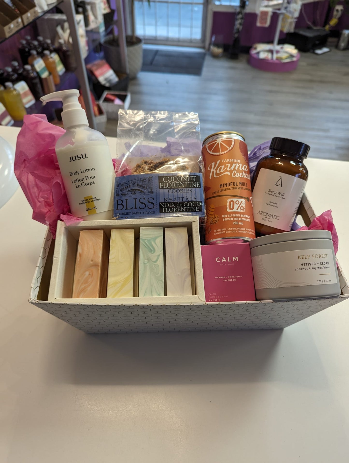 gift basket with custom items in Vancouver