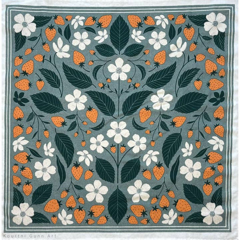 floral tea towel canada strawberry blossom design