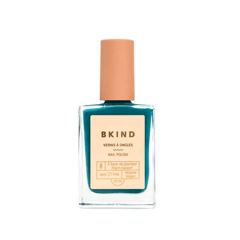 BKind nail polish bottle with beige cap on a white background