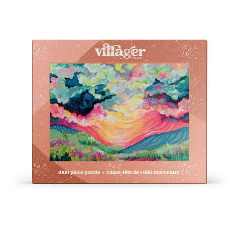 Villager 1000 piece puzzle box with colorful cloud design