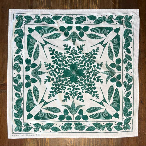 bird tea towel canada kitchen decor green white