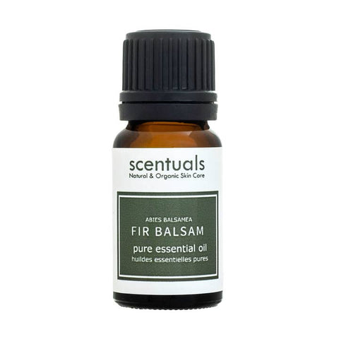 Scentuals Fir Balsam essential oil bottle on a white background