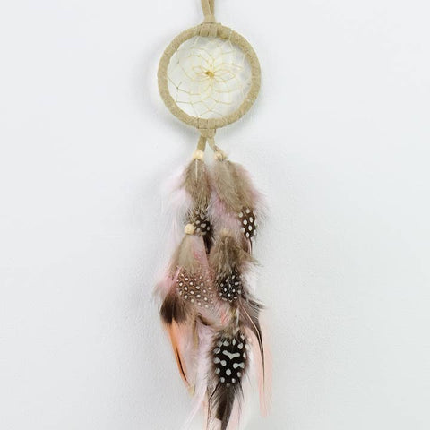 Dreamcatcher with feathers on a white background