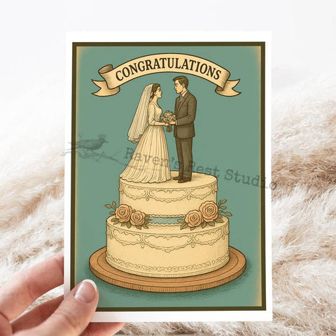 Vintage Congratulations Wedding Card