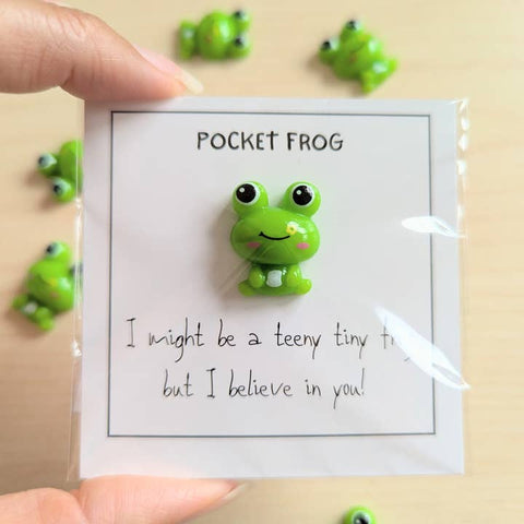 Frog-themed motivational card with charm trinket