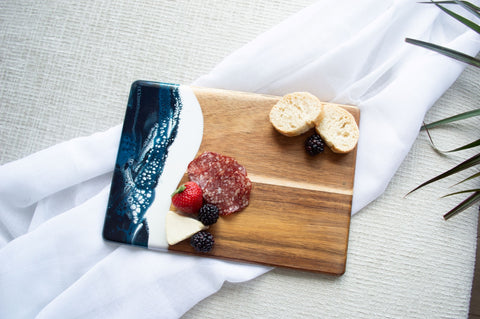 artisan wood resin cheese board gift-ready