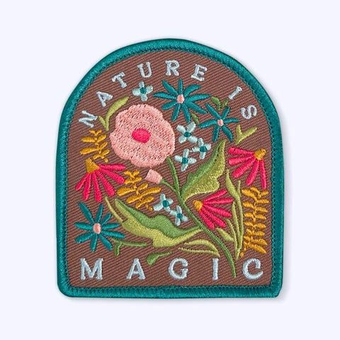 Bright Floral Sew On Patch: Colorful 'nature Is Magic'