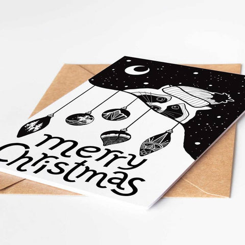 Merry Christmas Raccoon Greeting Card