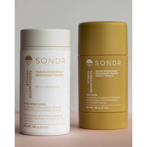 Two SONDR deodorant products on a light background