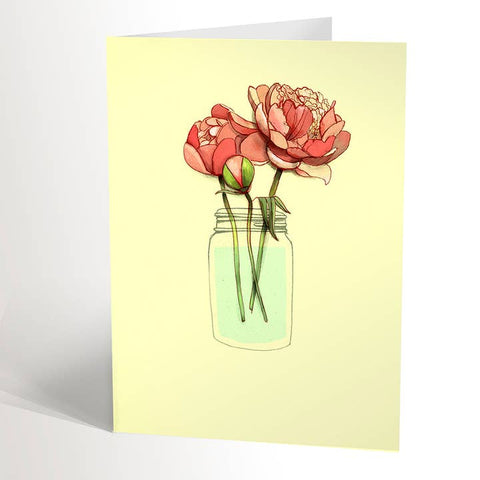 Peonies Flower Greeting Card