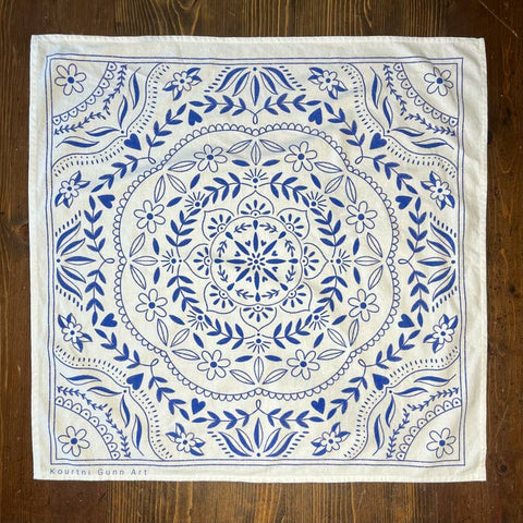 mandala tea towel canada blue white kitchen decor