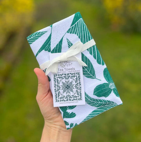 green white bird tea towel canada kourtni gunn art