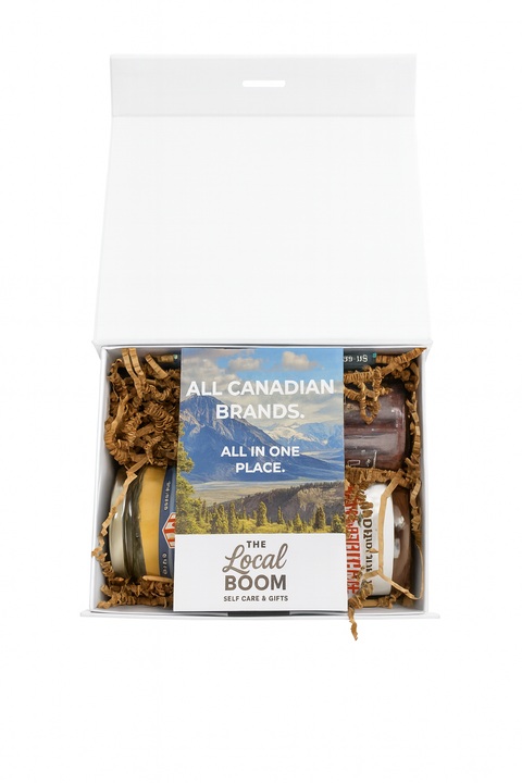 Packaged product with 'The Local Boom' branding on a white background