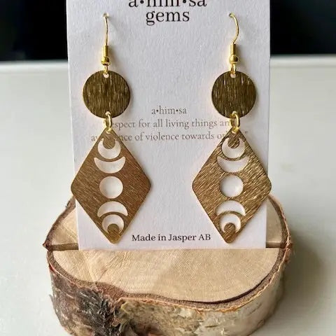 Moon Phase Brass Earrings