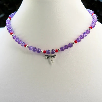 Amethyst Dragonfly Necklace