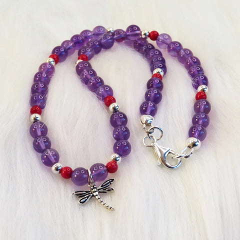 Amethyst Dragonfly Necklace