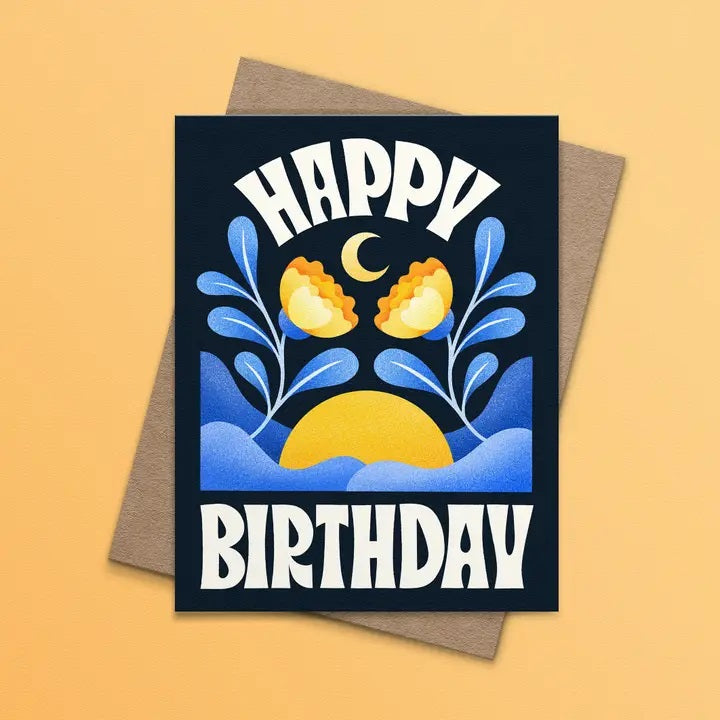 Blue Moon Happy Birthday Card