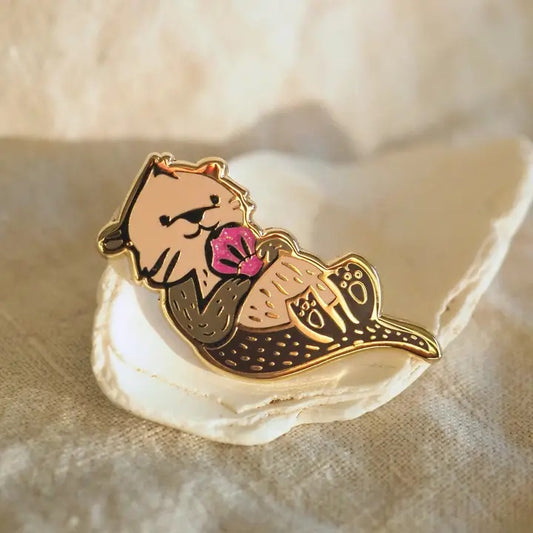 Sea Otter with Hot Pink Shell Pin