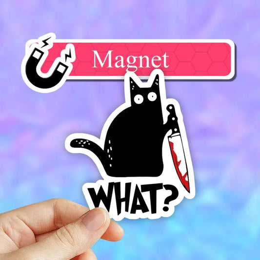 Black Cat What Funny Fridge Magnet