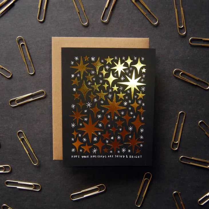 badger and burke greeting card with shiny stars