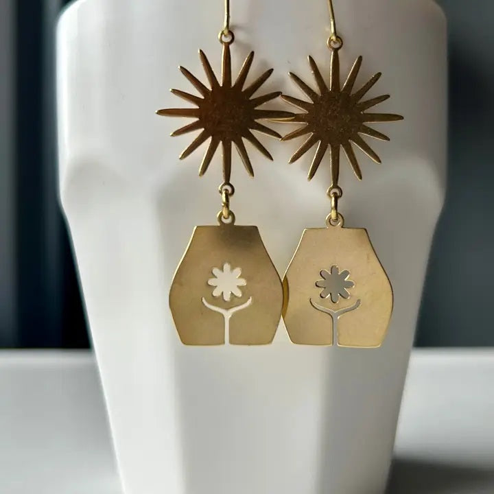 The Pistil Star Brass Earrings