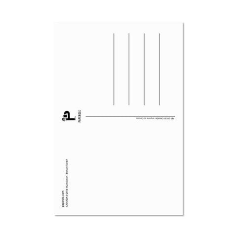 Blank postcard with a black border and a logo on a white background