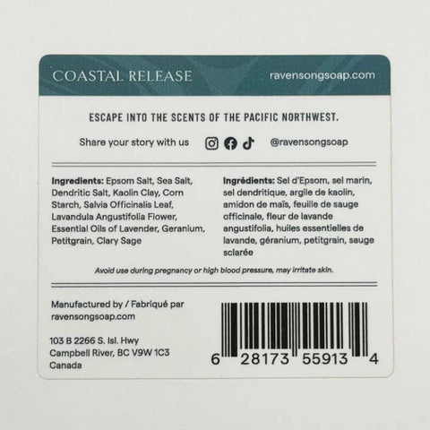 Back label of a product with text and ingredients on a light gray background
