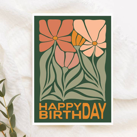 Happy Birthday Greeting Card  | Floral Birthday Card