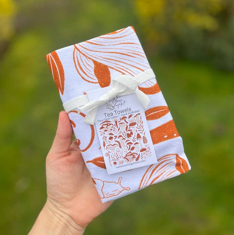 mushroom tea towel canada white brown kourtni gunn art