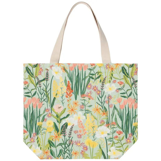 Bees & Blossoms Floral Tote Bag