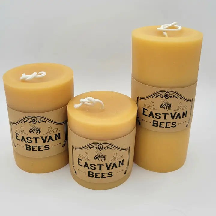 EastVan Bees -  100% Beeswax Pillar Candle