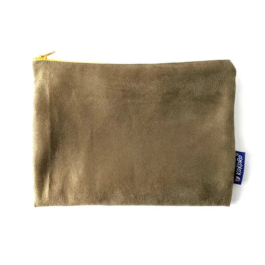 Kokoro - The Beige Suede Carryall Pouch